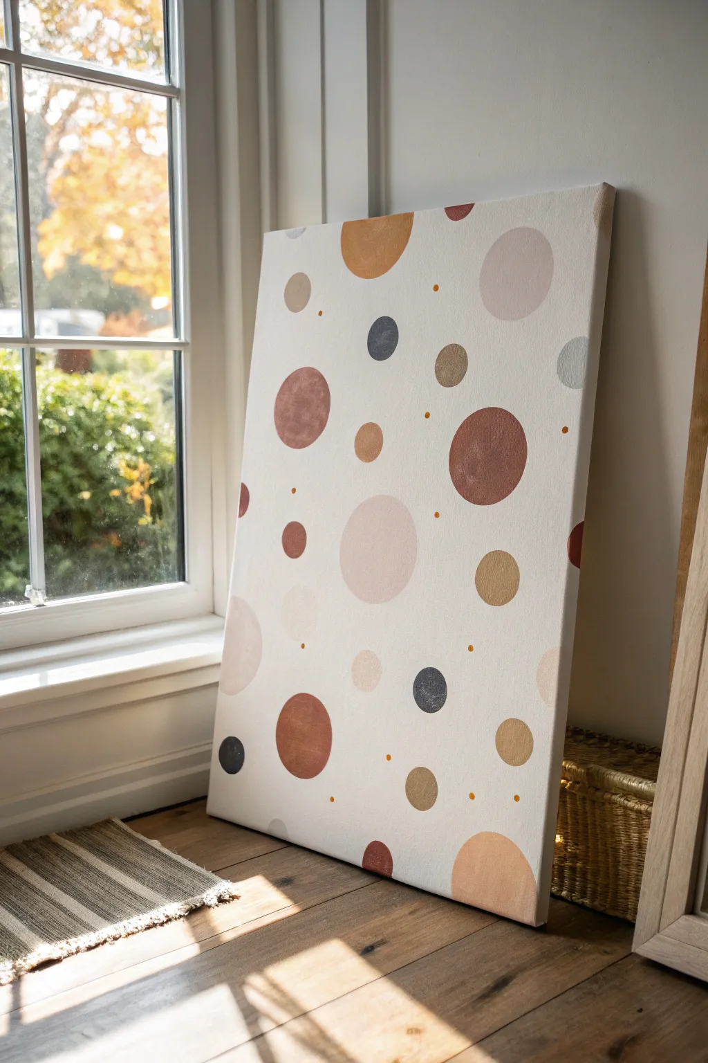 Playful dots and gentle drips over a calm base coat for an easy, modern abstract look