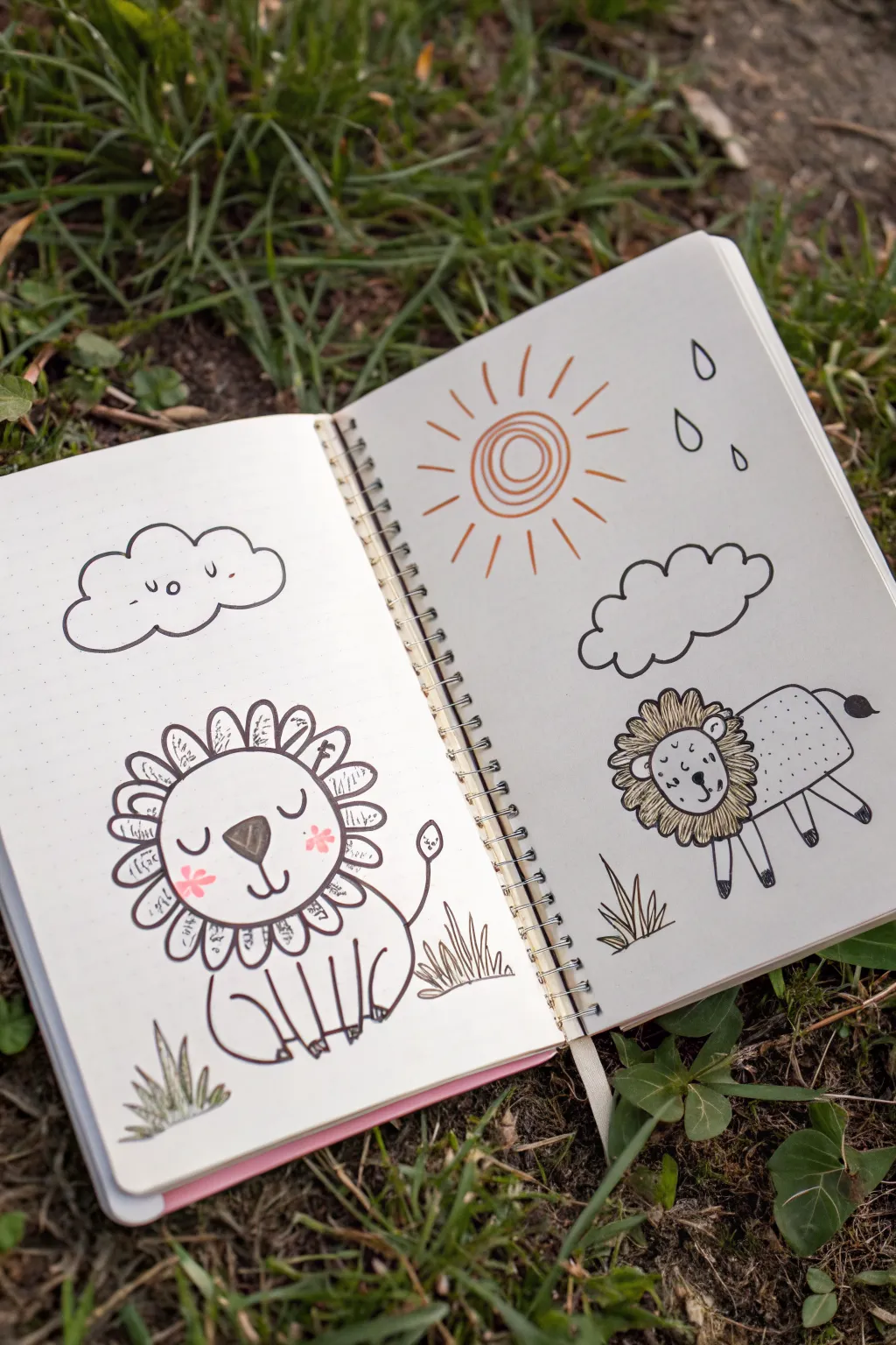 In like a lion, out like a lamb: easy split-page March doodle with wind and sun icons
