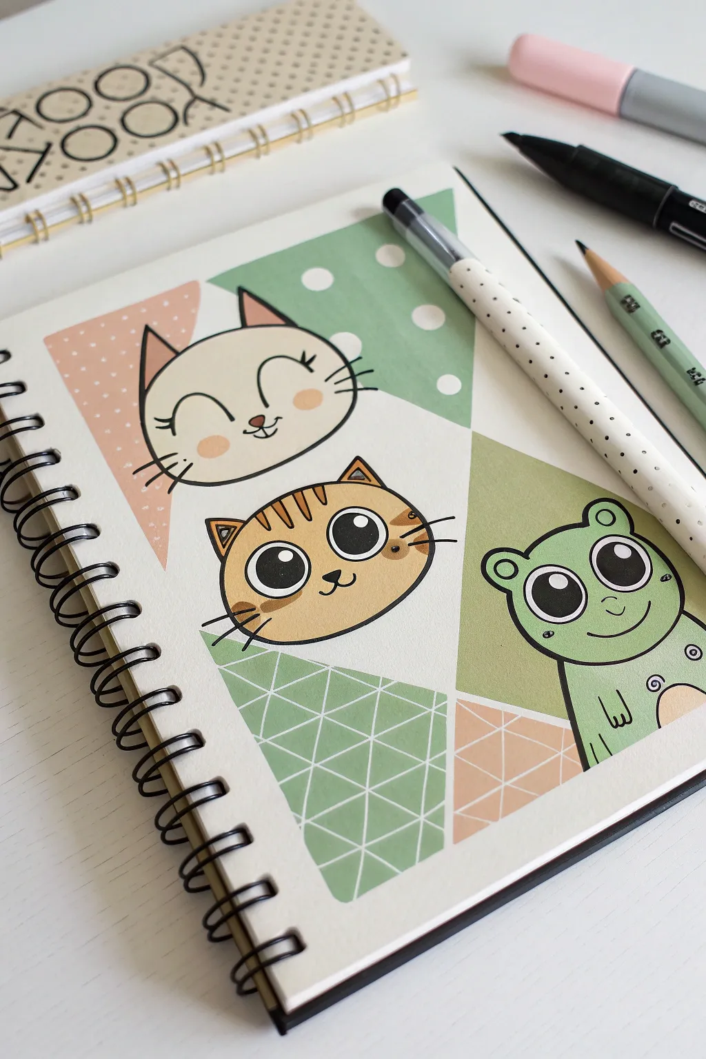 Big-shape cartoon animals in solid marker blocks with bold outlines for easy, cute practice