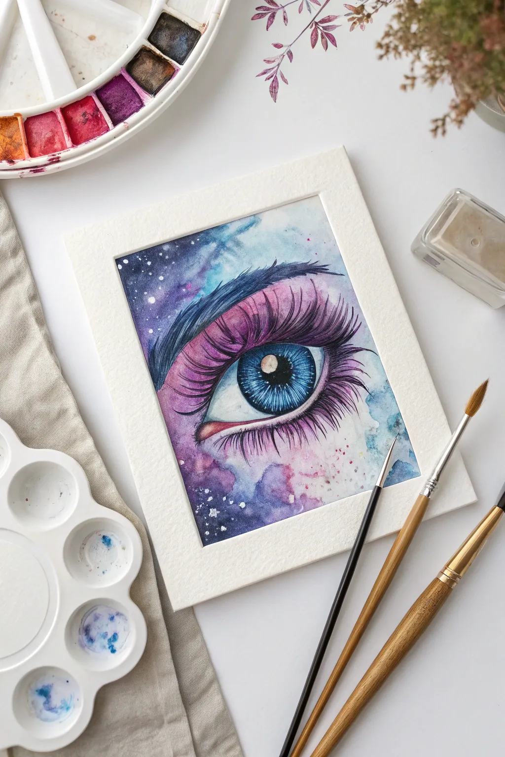 Master the art of expression with this dramatic gouache eye painting idea.