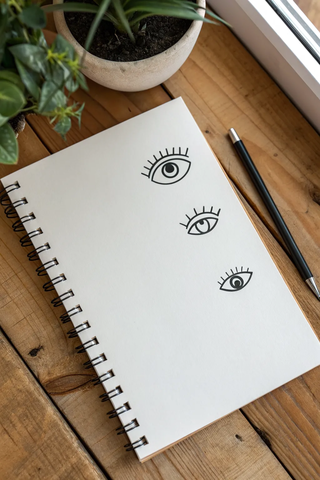 Practice eye personality fast with three minimalist cartoon shapes: almond, round, and droopy.