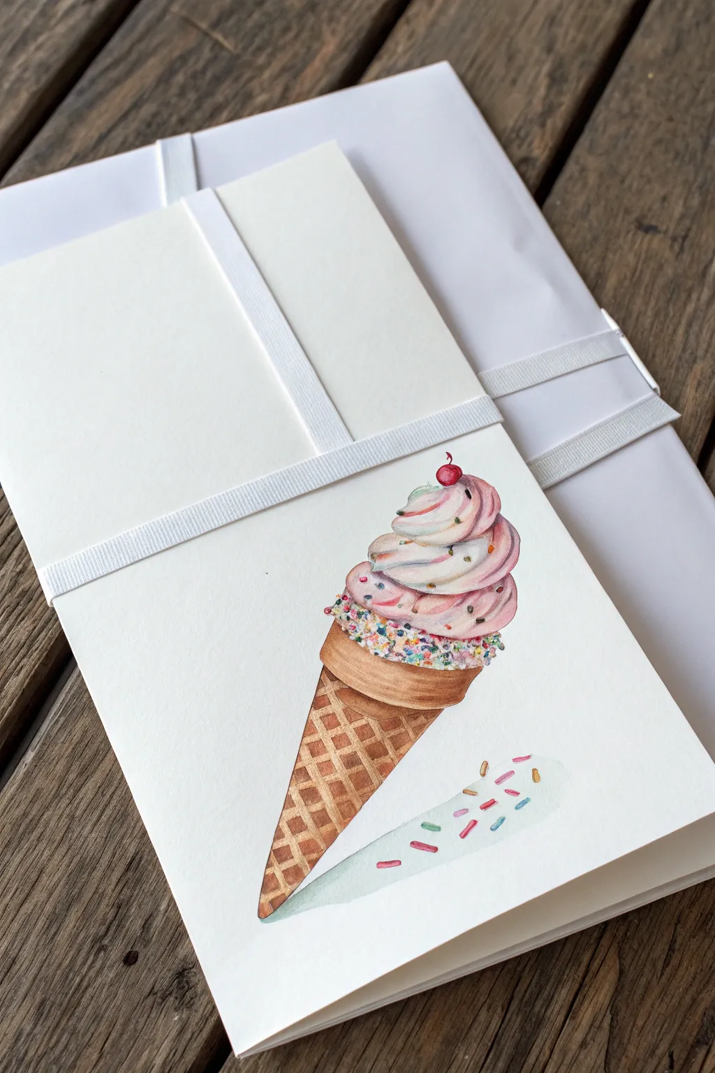 Folded paper surprise: a simple cone becomes a tall stack of scoops when unfolded