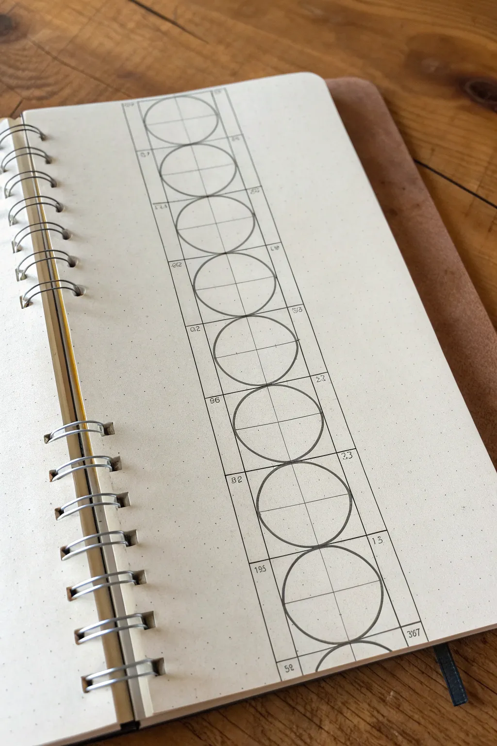 Ellipse ladder study: wide-to-narrow cylinders with clean centerlines and balanced symmetry