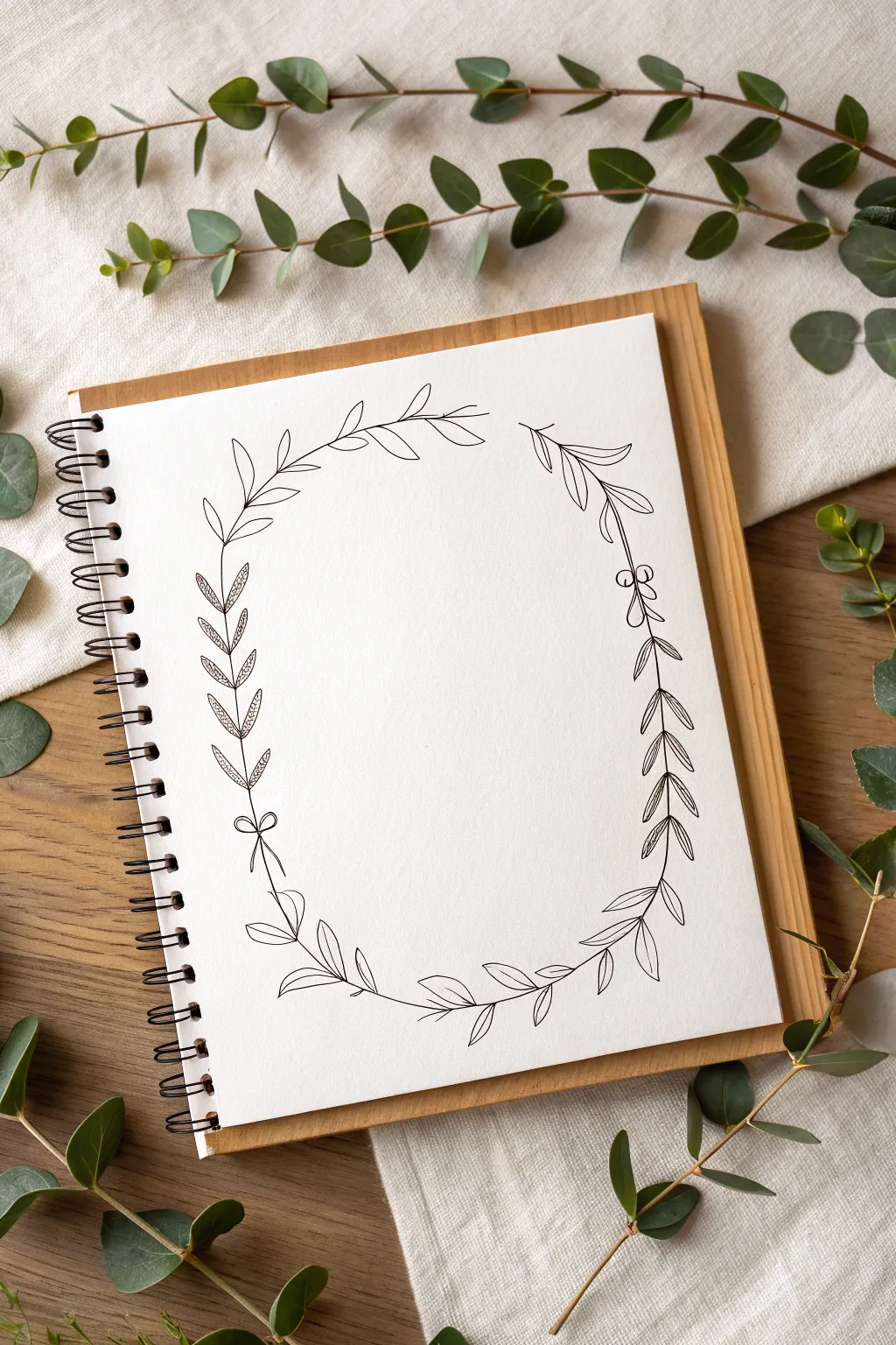 A simple leafy vine border frame that wraps the page edge, perfect for minimalist sketchbook pages.