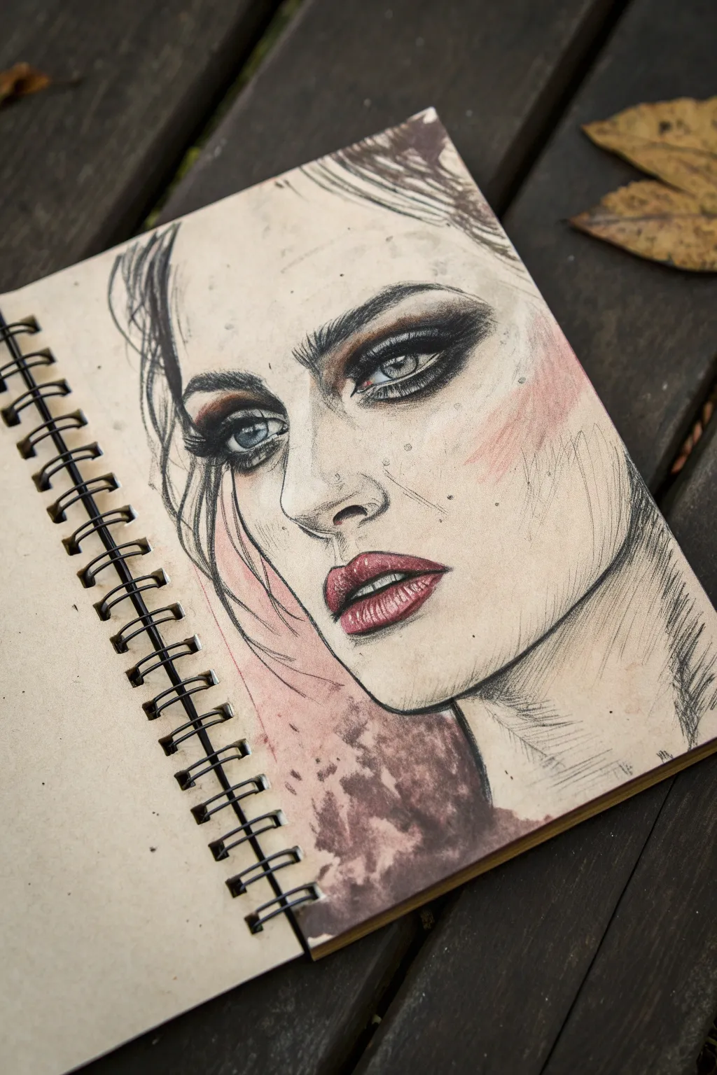 Grunge portrait study with bold black lines, smudged shadows, and fearless attitude.