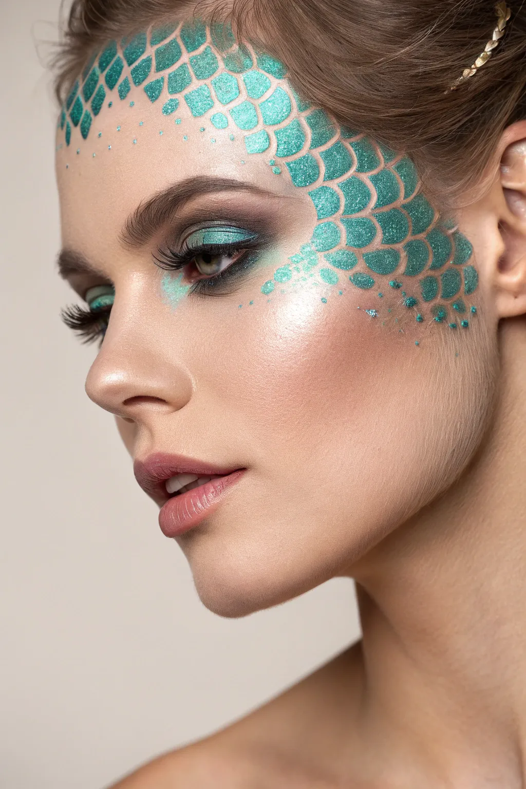 Create these dreamy iridescent mermaid scales using a simple fishnet stencil trick.