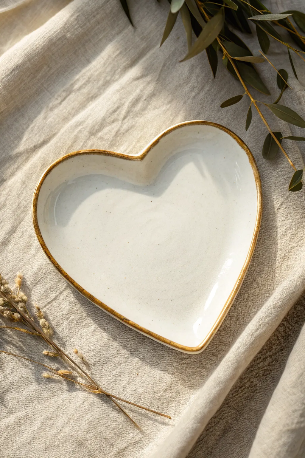 Minimal heart plate with a thin gold rim—an easy detail that makes your painting look luxe.