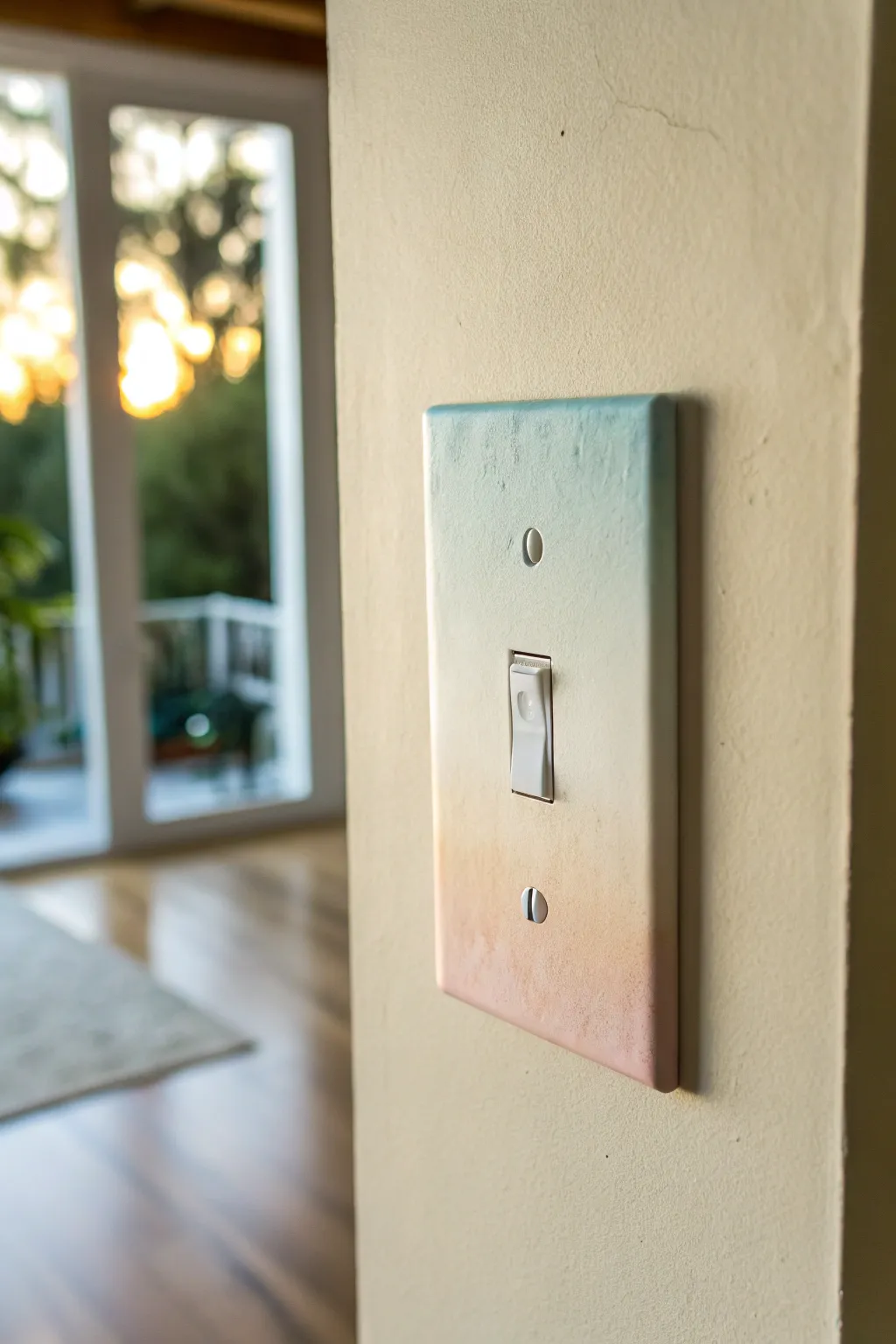 Soft ombre switch plate in calming boho neutrals, a simple blend technique for a chic update