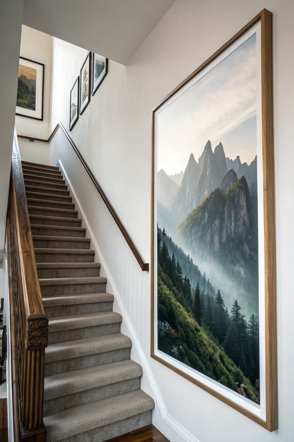 Layered peaks rise from deep foothills to airy summits, perfect for a tall vertical wall.