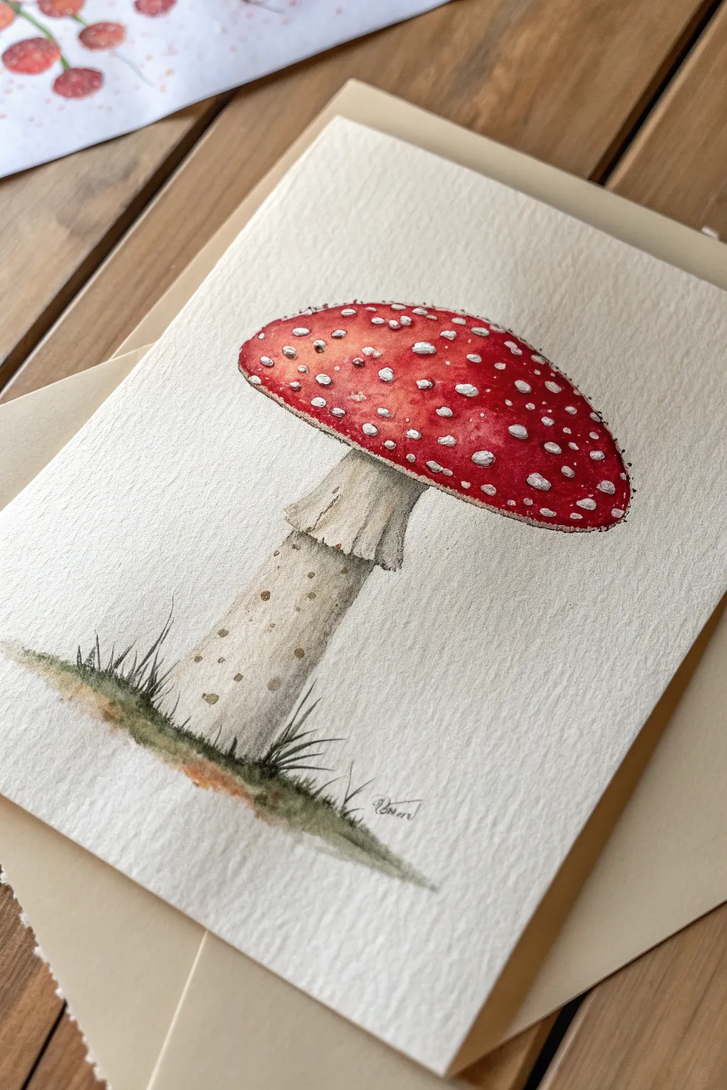 Easy polka-dot mushroom study with spots in mixed sizes for a playful, beginner-friendly look