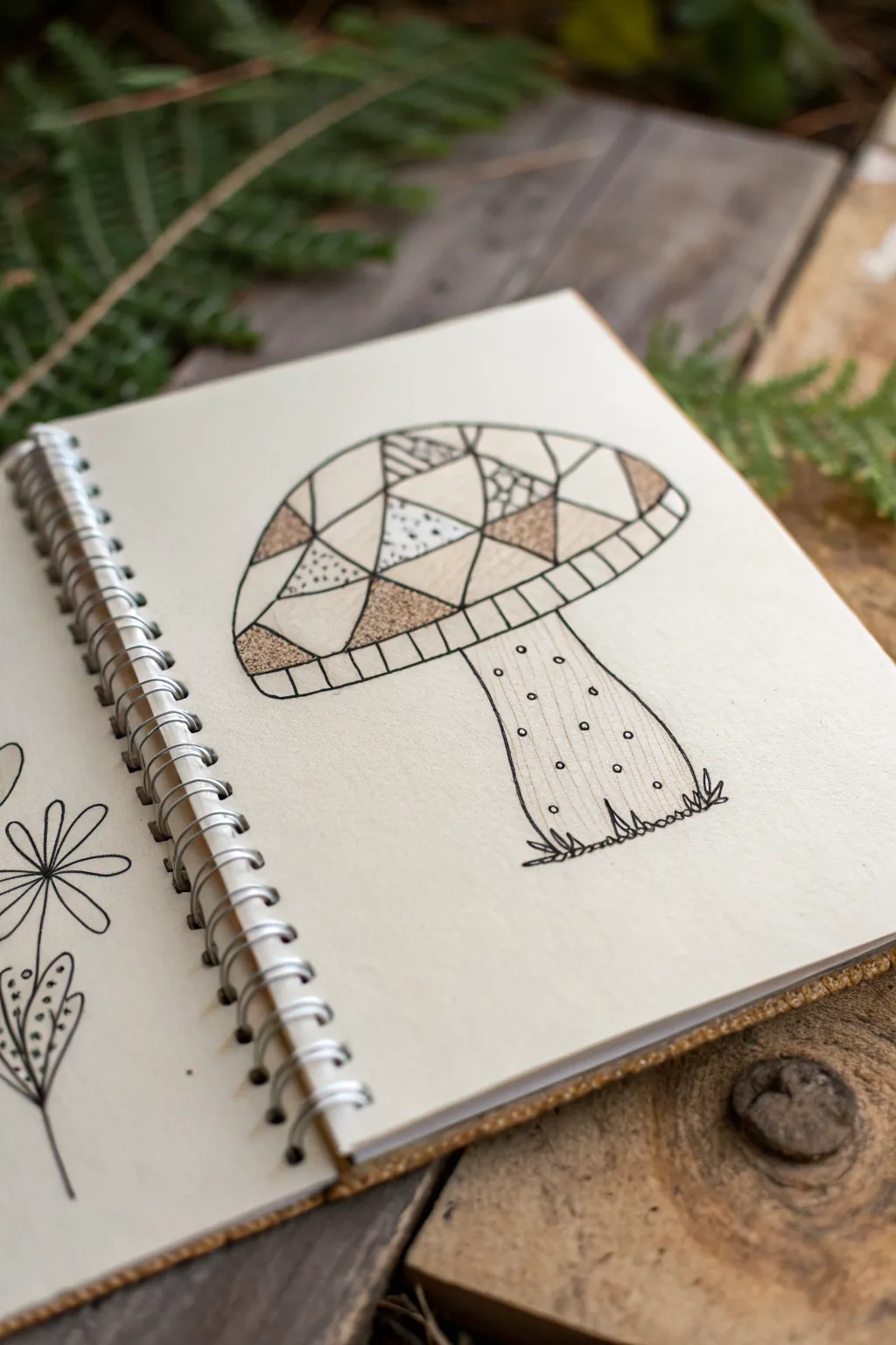 Patchwork mushroom cap made of eye panels, a minimalist weirdcore drawing idea with bold contrast