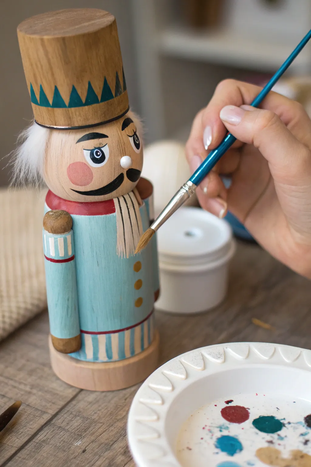 Capture the magic in the details. Learn how to paint expressive nutcracker eyes with precision.