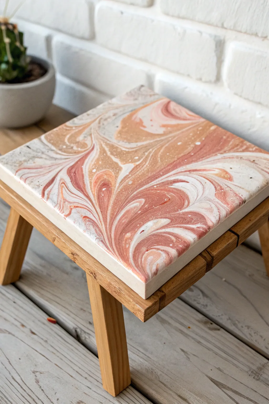 Dutch pour petals: airy push of acrylic blooms outward, clean drips and soft feathered edges.