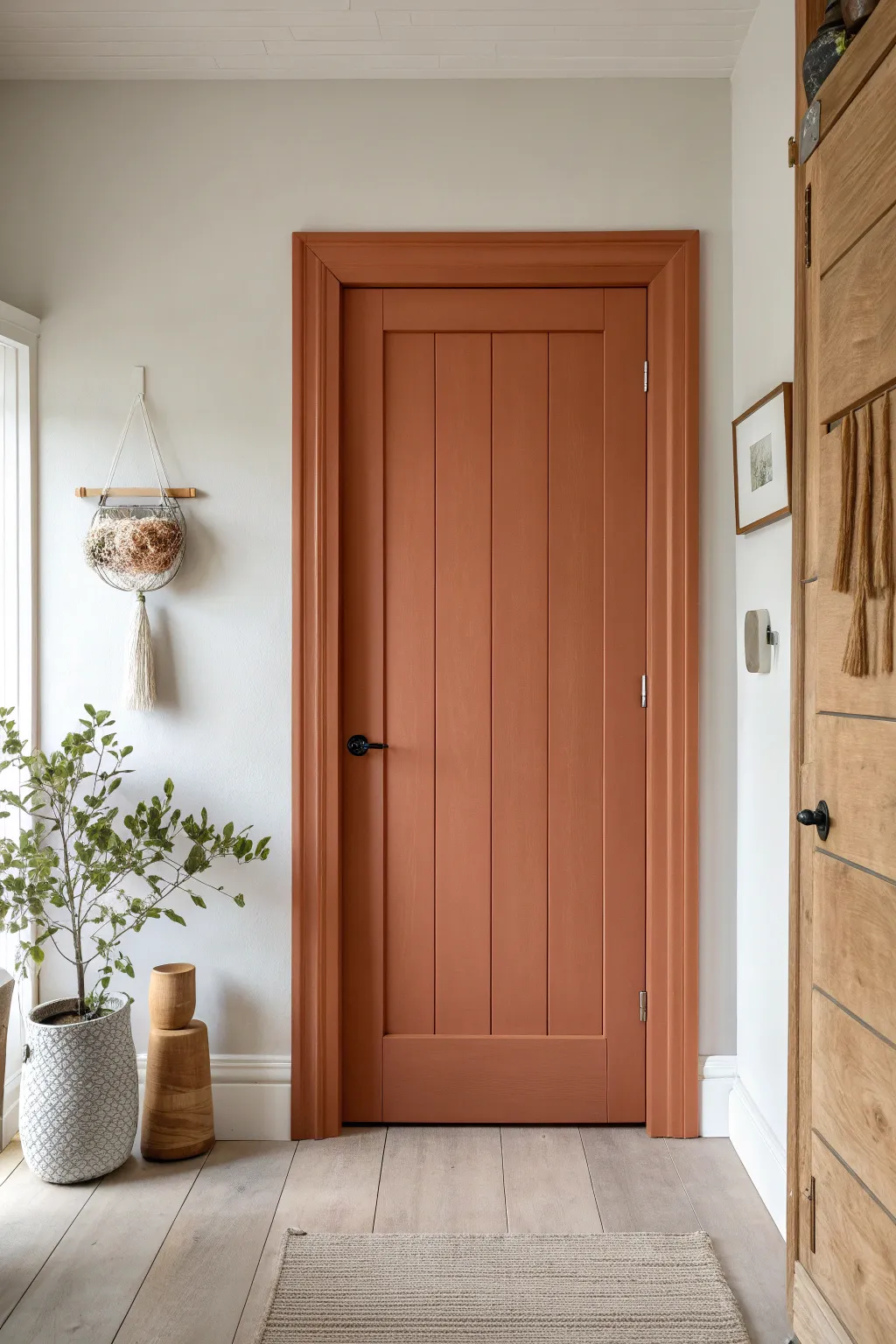 Color-drenched door and trim in one shade for a seamless, modern statement look