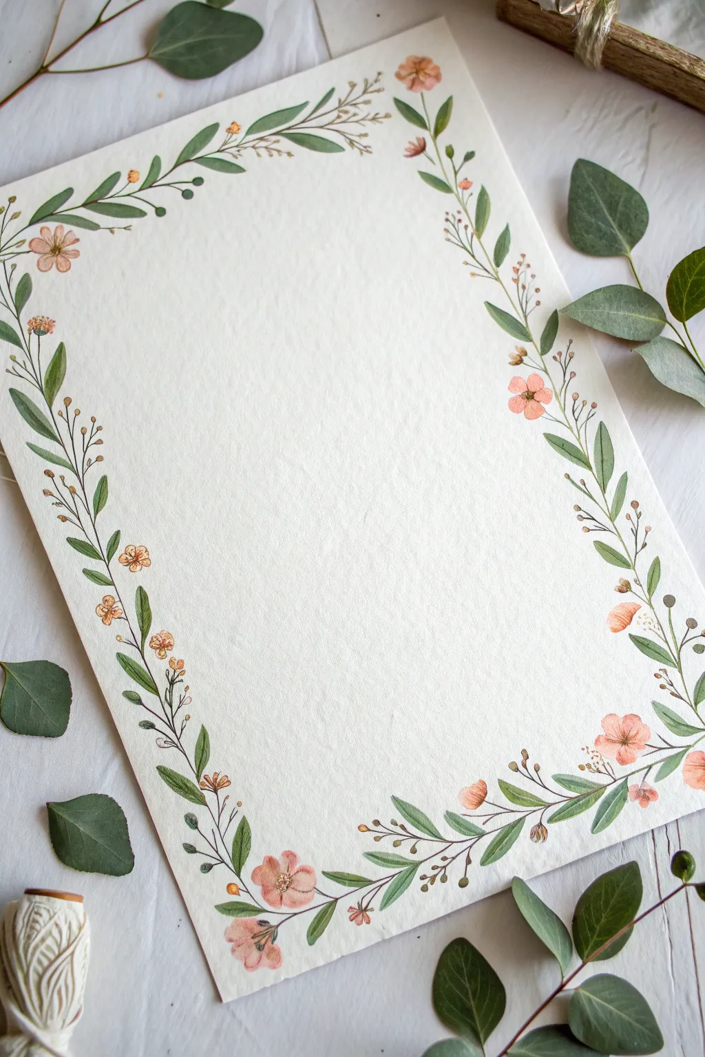 Continuous floral vine border with tiny blossoms and curling stems, minimalist and boho