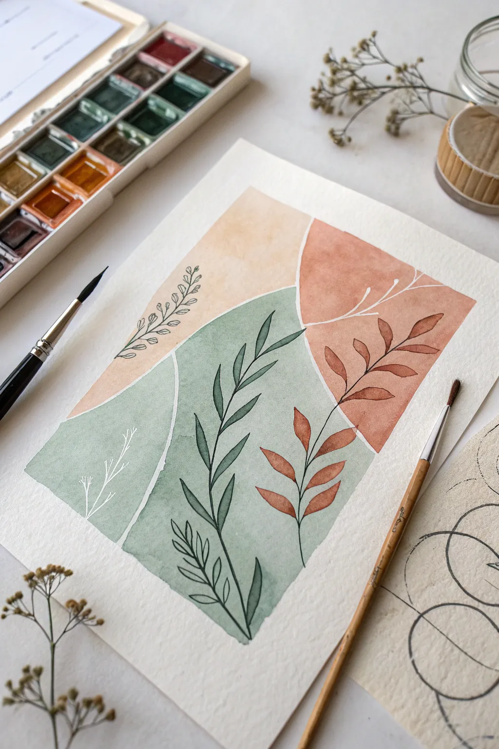 Simple organic shapes and fine lines make this boho botanical art truly stunning.