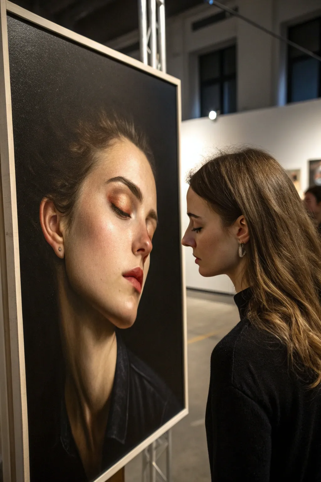 Dramatic side light portrait with bold chiaroscuro contrast and moody, cinematic depth