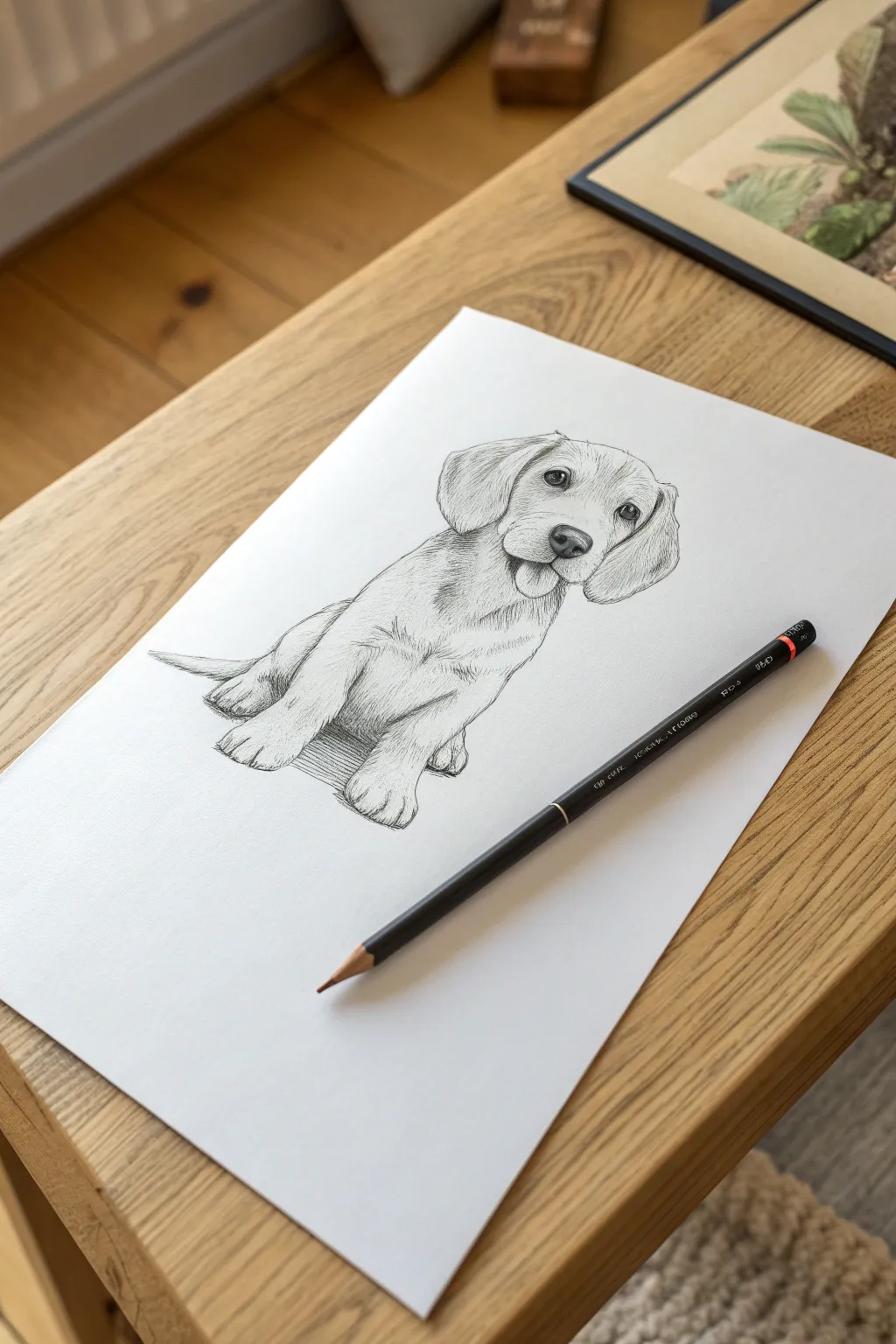 Cute floppy-eared puppy doodle with sweet proportions, perfect for simple beginner sketches