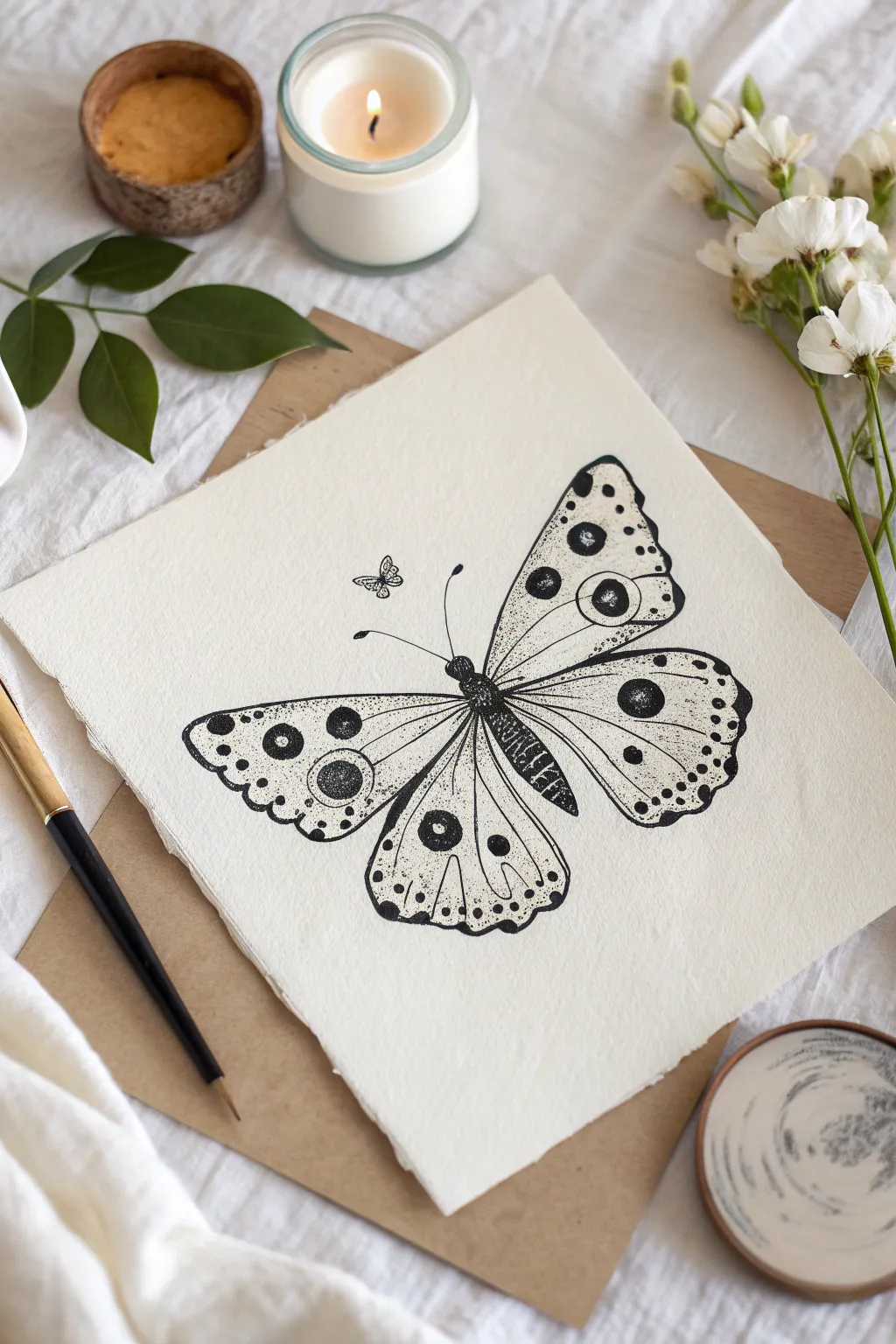 Explore symmetry with this simple, elegant butterfly sketch perfect for beginners.