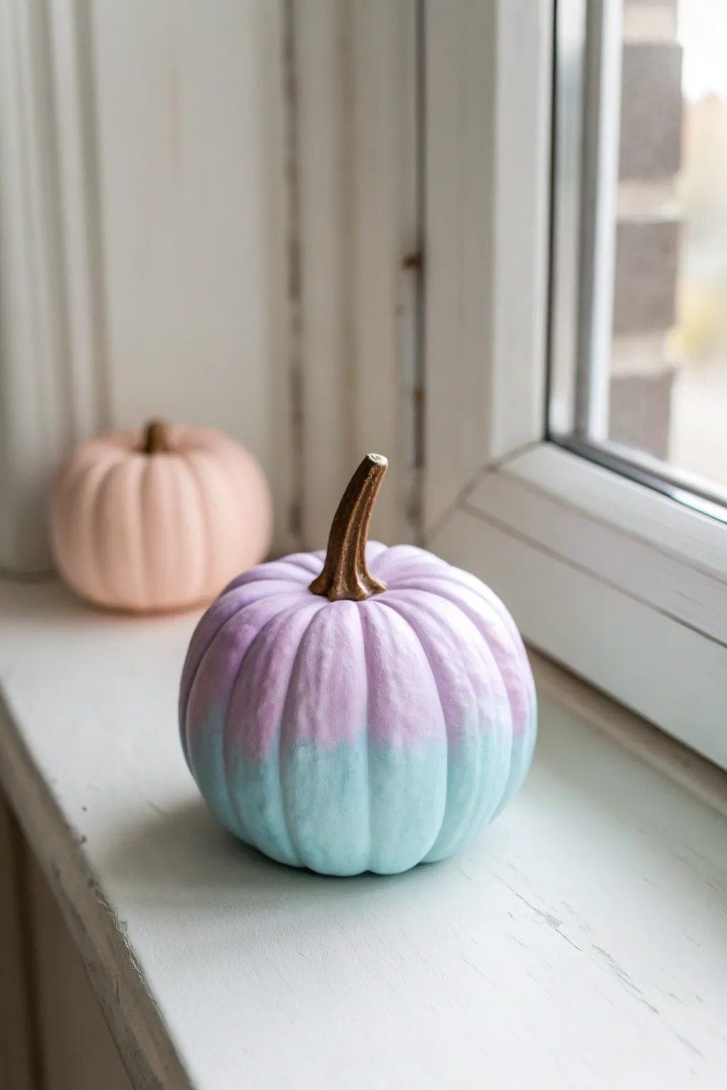 Pastel ombre pumpkin fade in soft Scandinavian light, a minimalist boho painting idea.