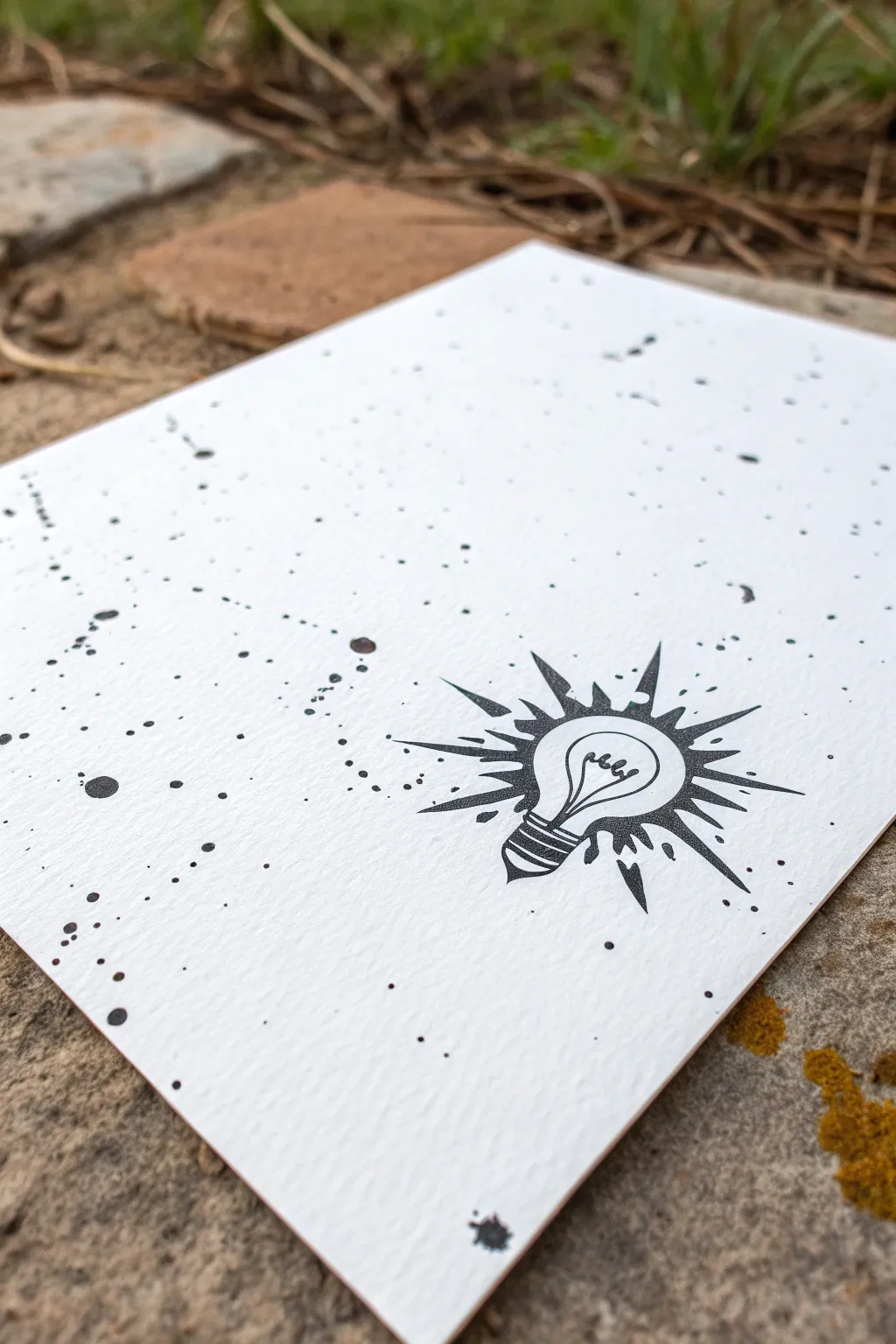 Turn a simple ink splatter into a starburst burst with a tiny idea icon at the center