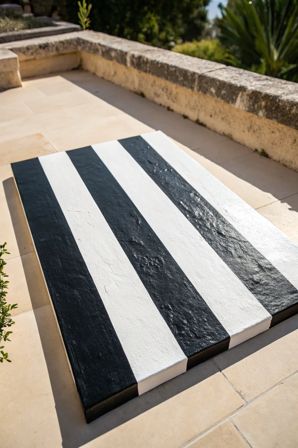 Squeegee-pulled black and white abstract with one vibrant accent streak for instant drama