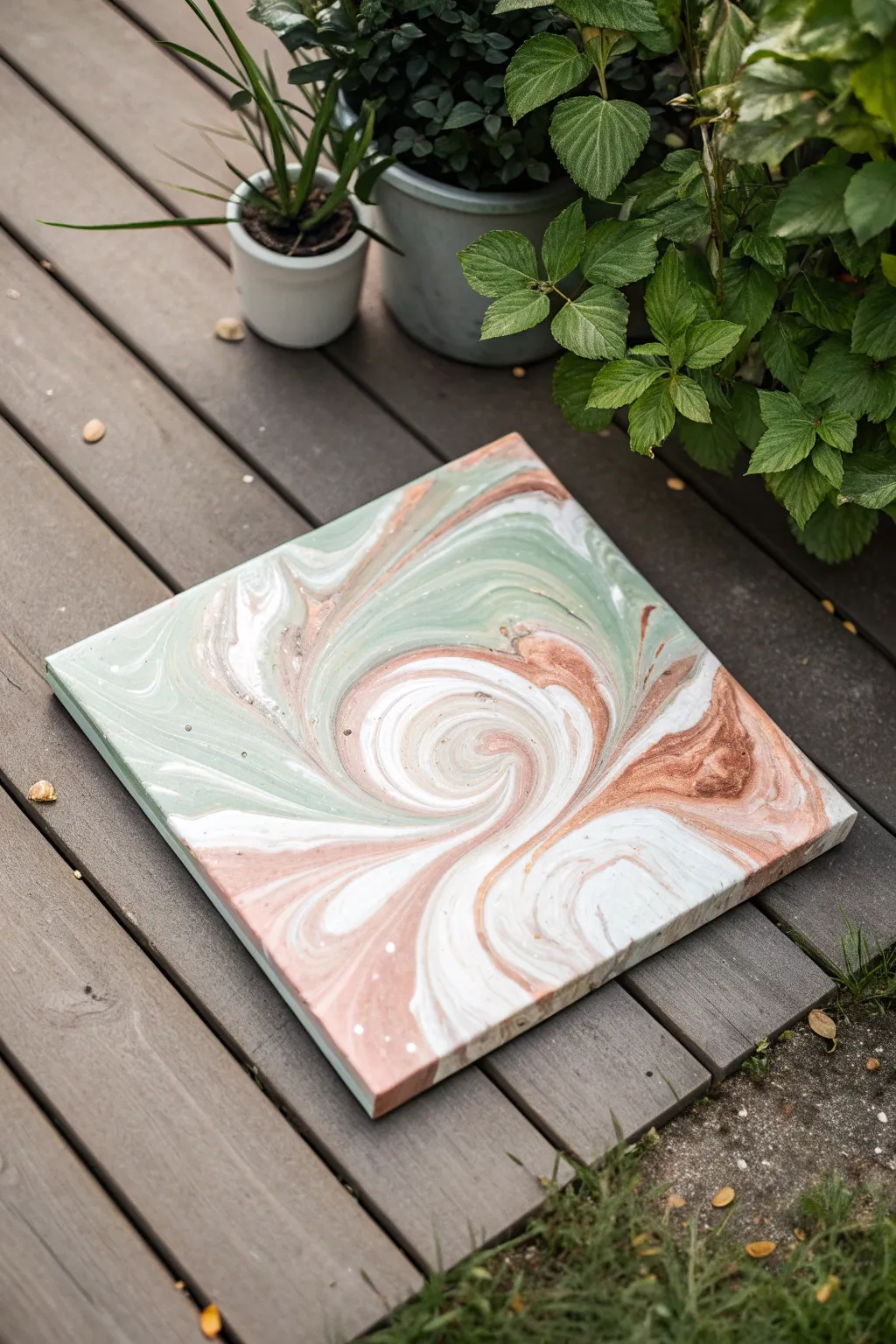 A calm spiral flow painting with soft vortex movement and cozy minimalist boho color contrast