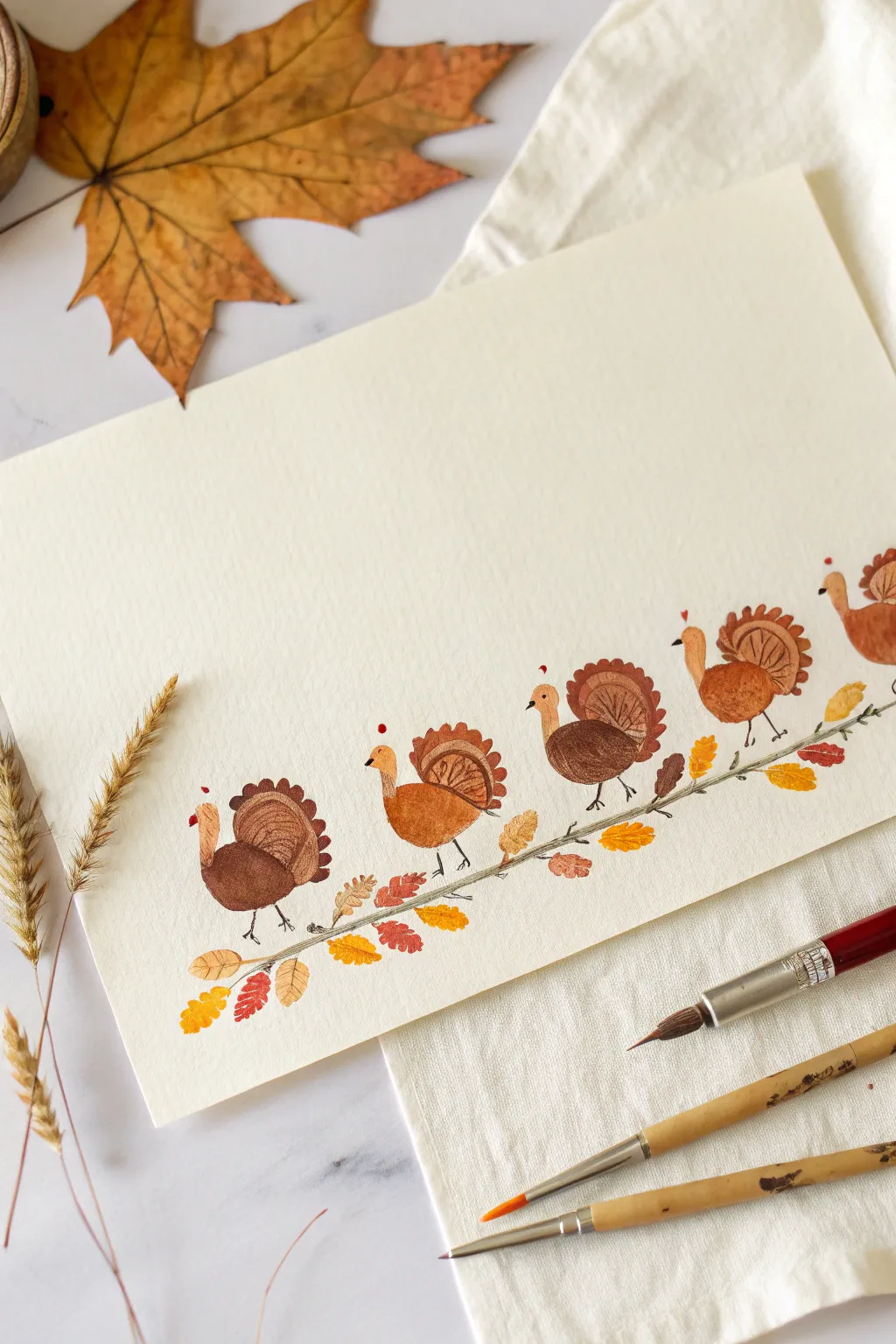 Make a Thumbprint Turkey Parade with finger paints, earthy tones, and sweet handmade charm.