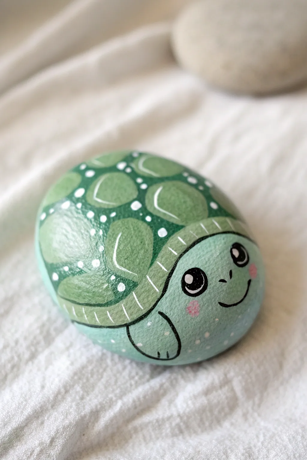 Soft pastel baby turtle rock: calm minimalist boho vibes and sweet beginner painting inspo