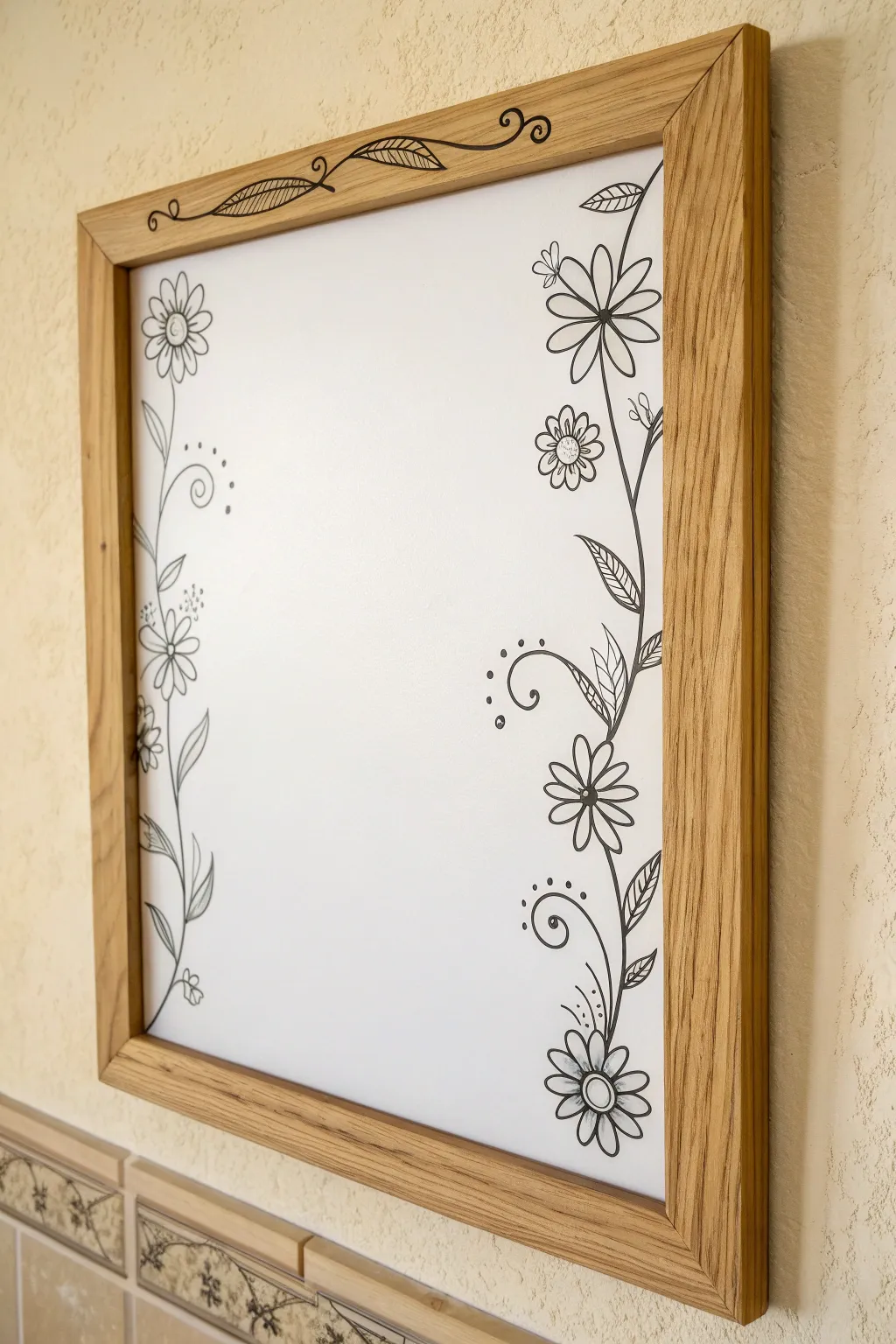 Frame your workspace with delicate floral vines for a touch of natural boho beauty.