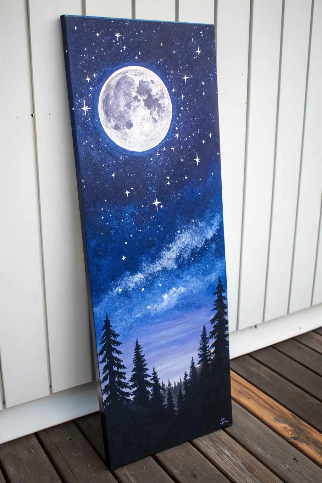 Indigo galaxy canvas with crisp white stars and moonlight, perfect for dreamy night-sky inspo