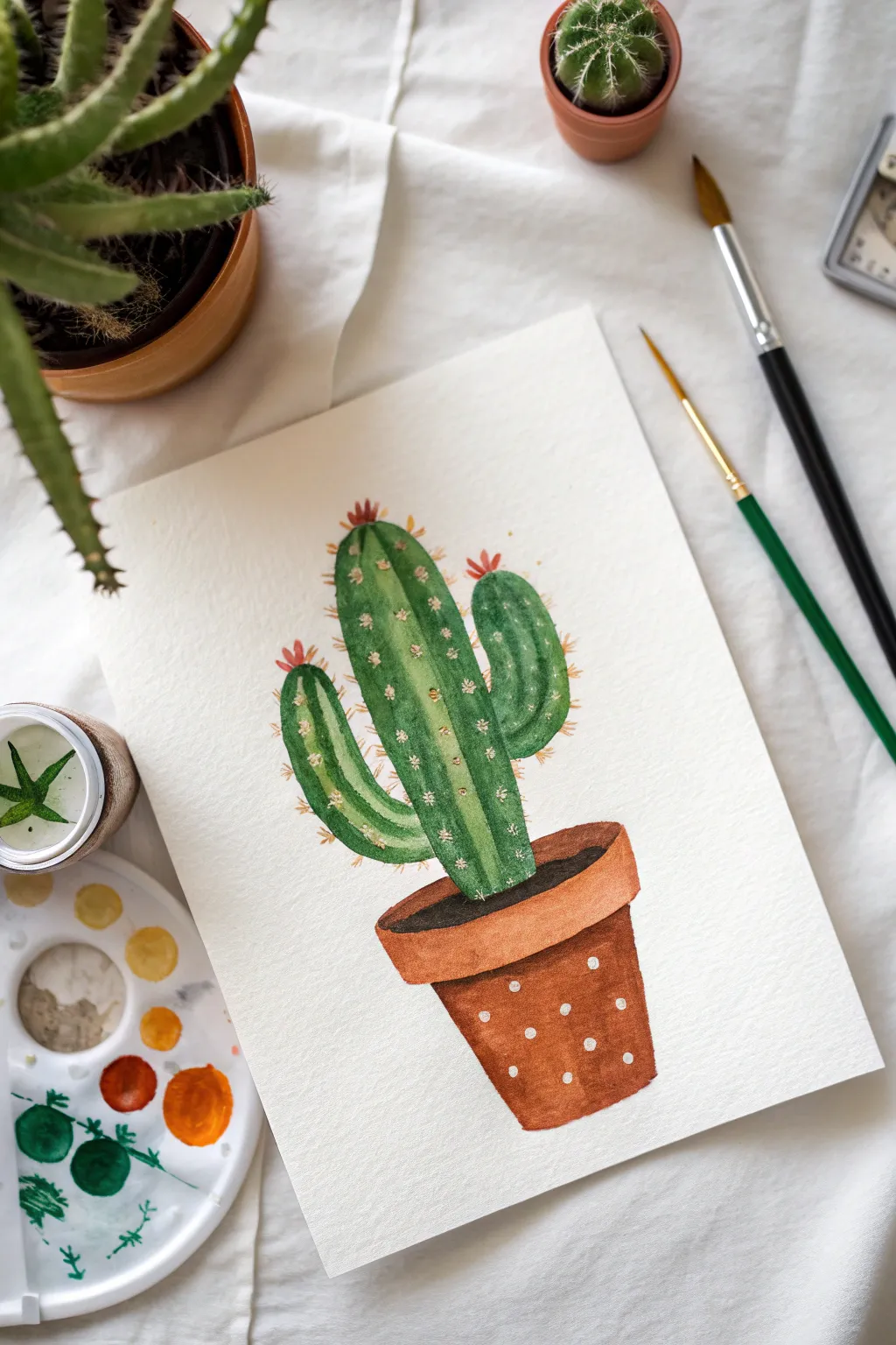 Grab your brushes! These simple watercolor cacti are the perfect beginner project. 🌵🎨