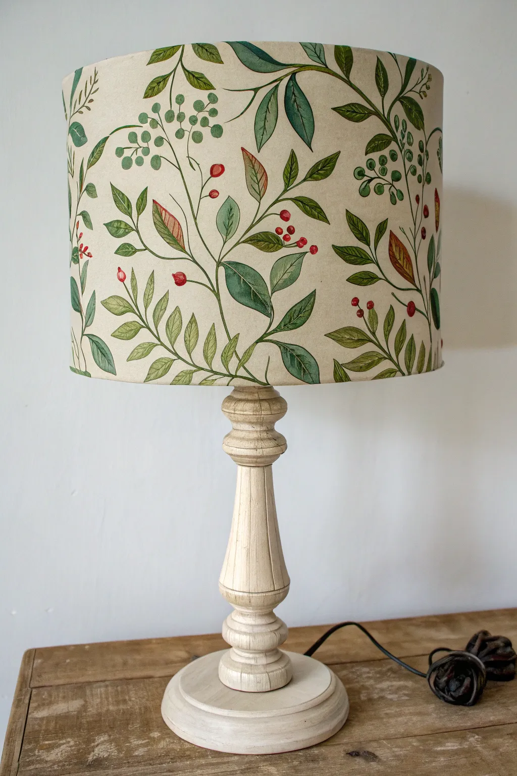 Trailing leafy vine lampshade in layered greens, a minimalist boho pop for cozy spaces