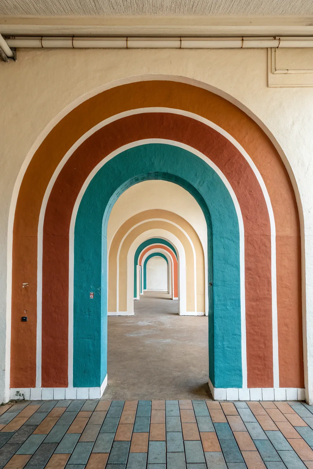 Layered double arch mural in two tones for a bold yet minimalist Scandinavian look