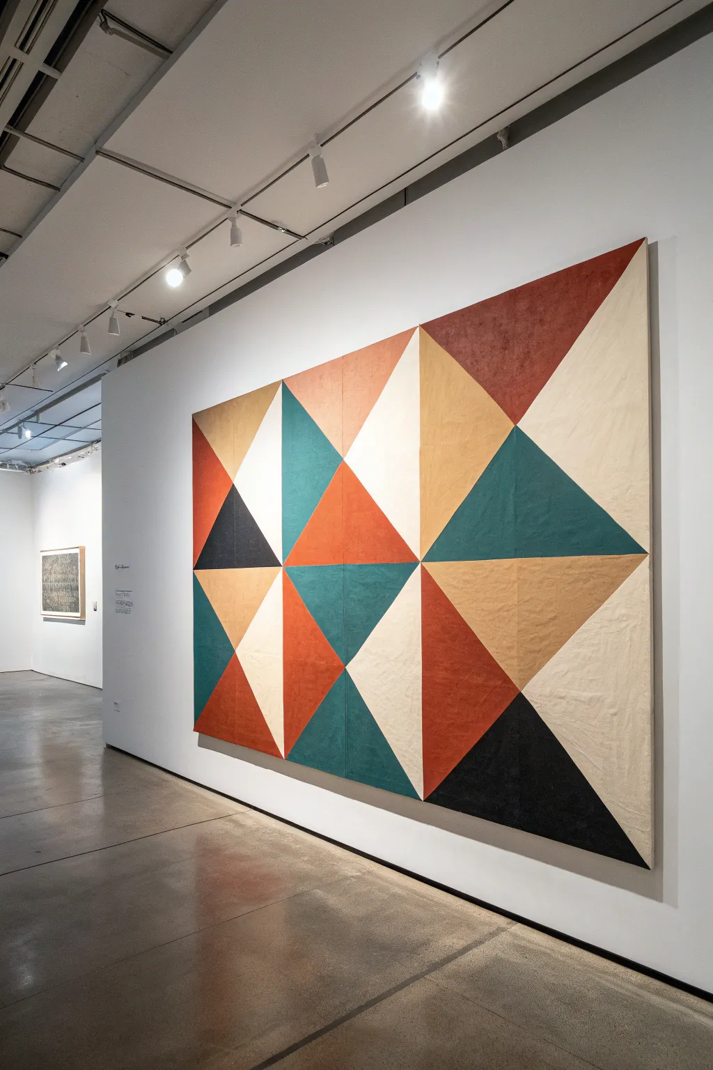 Large geometric canvas art with crisp edges, bold color blocks, and clean minimalist contrast