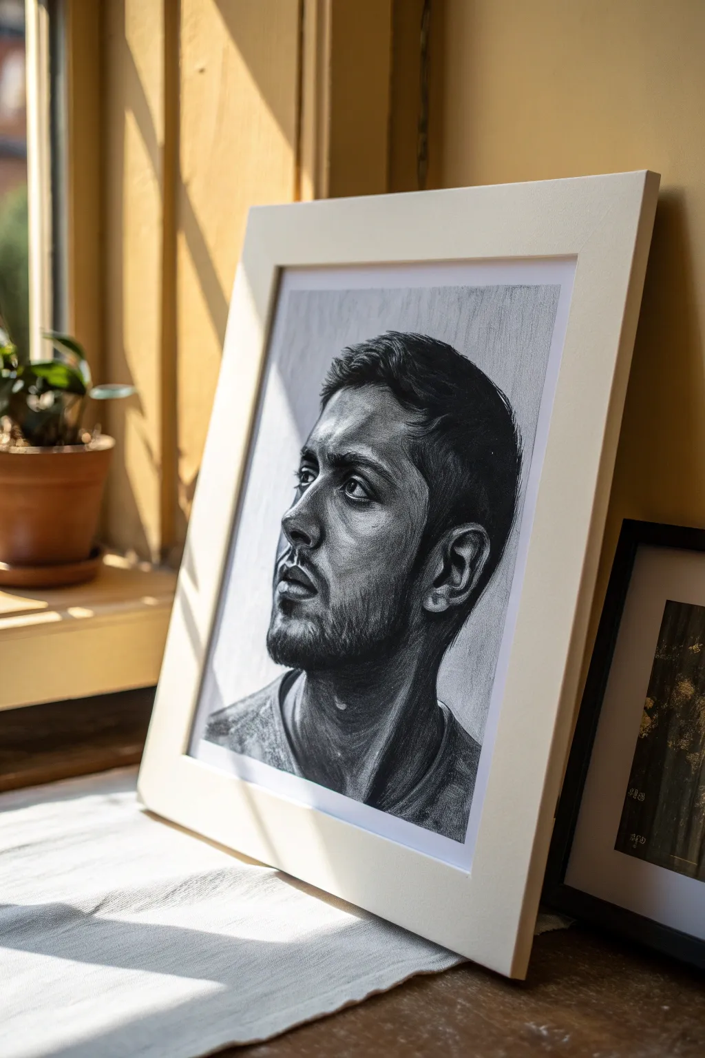 Bold black and grey portrait values that pop, perfect for minimalist Scandinavian-boho decor