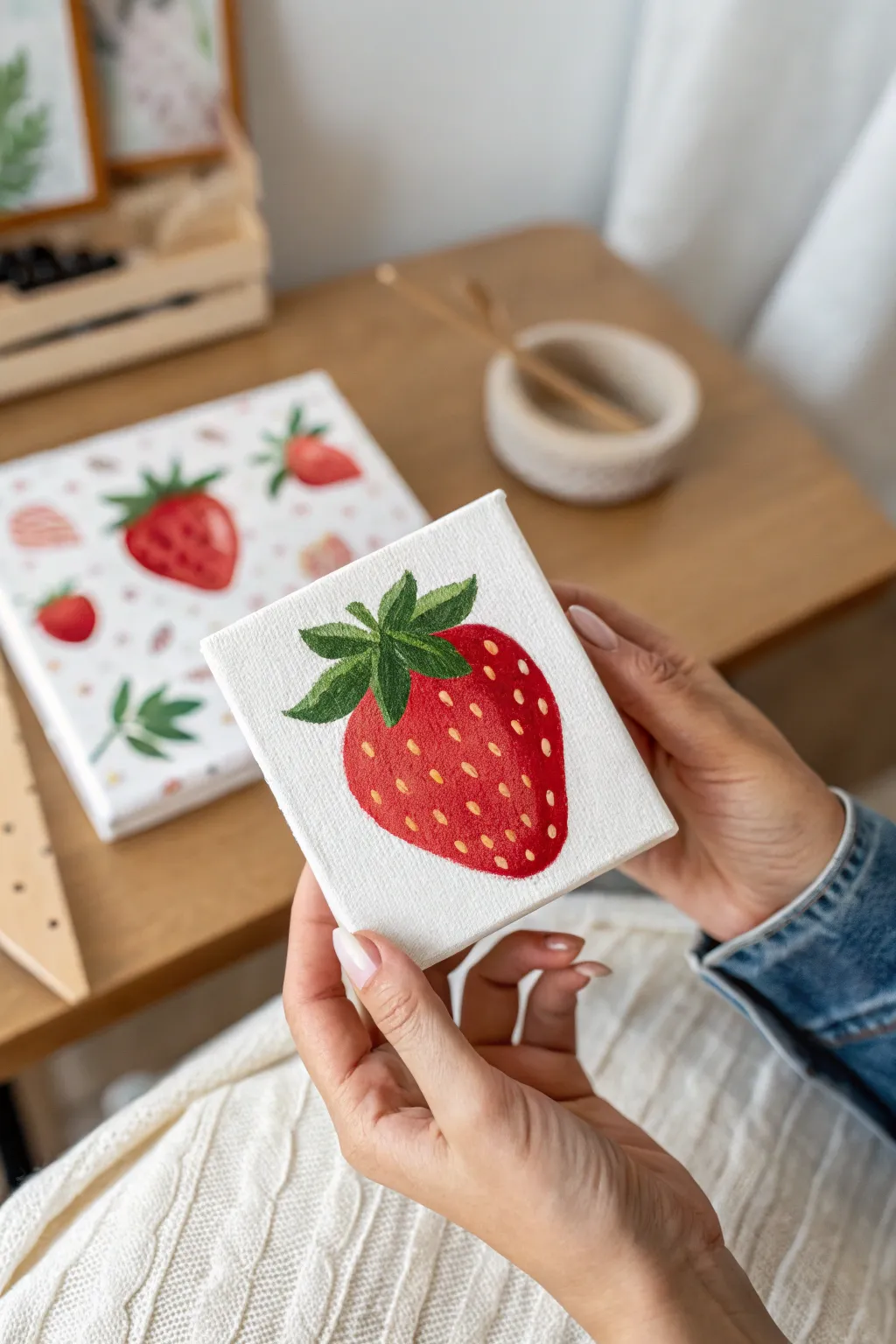 Turn your fridge into a gallery with these adorable hand-painted mini canvas magnets.