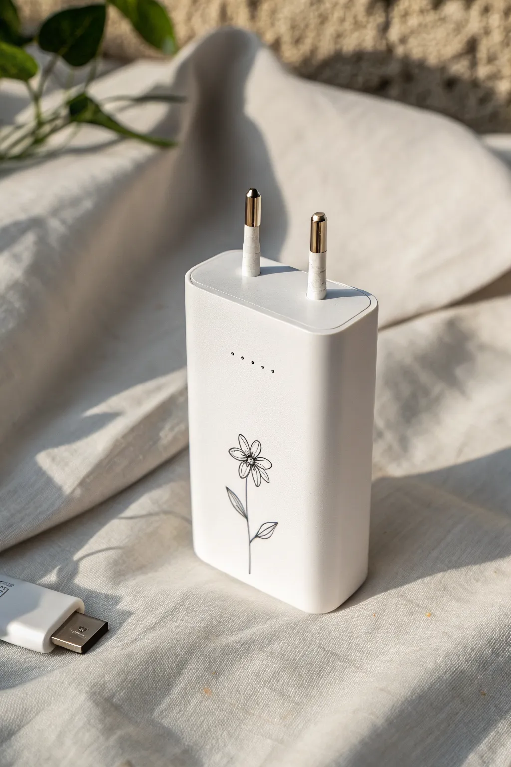 Minimal one-line doodle on a charger brick, lots of negative space for chic DIY inspiration.