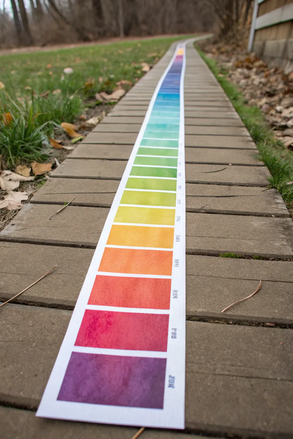 Paint a bold pH ombre strip gradient for a minimalist chemistry-inspired artwork with calm, crafted vibes