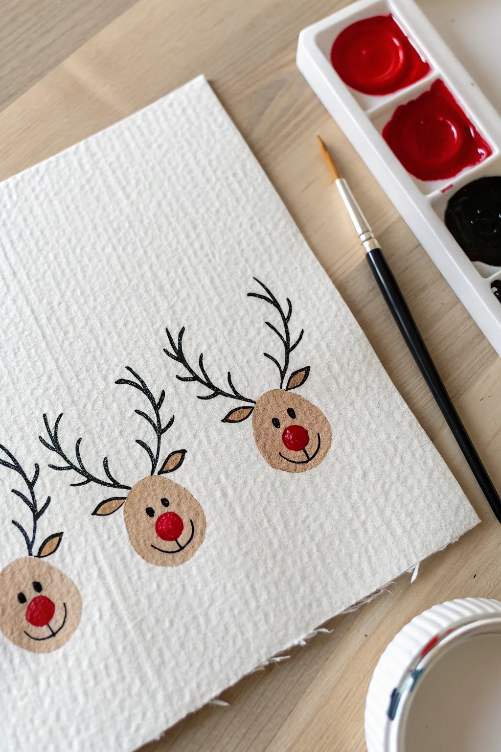 Create these adorable minimalist reindeer noses in minutes. Perfect simple holiday decor art.