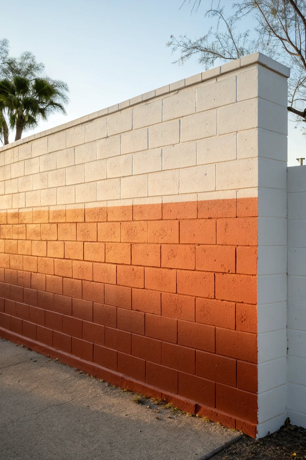Ombre cinder block wall idea: bold earthy tones fading upward for a clean, modern statement.