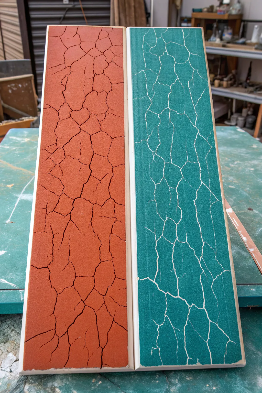 See how one-way brush strokes steer crackle direction in a clean, modern test board.