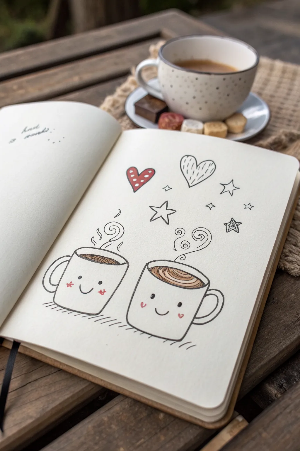Cozy mug doodles with heart steam and a floating marshmallow for the sweetest drawing inspo