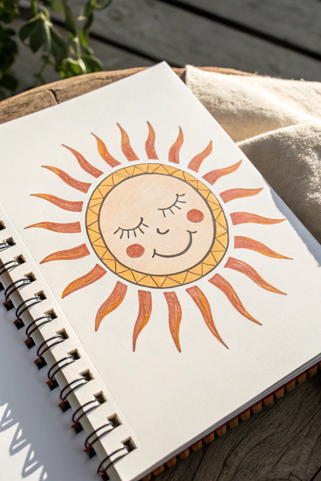 Bright happy sun doodle with simple rays in bold minimalist style, perfect for easy drawing ideas