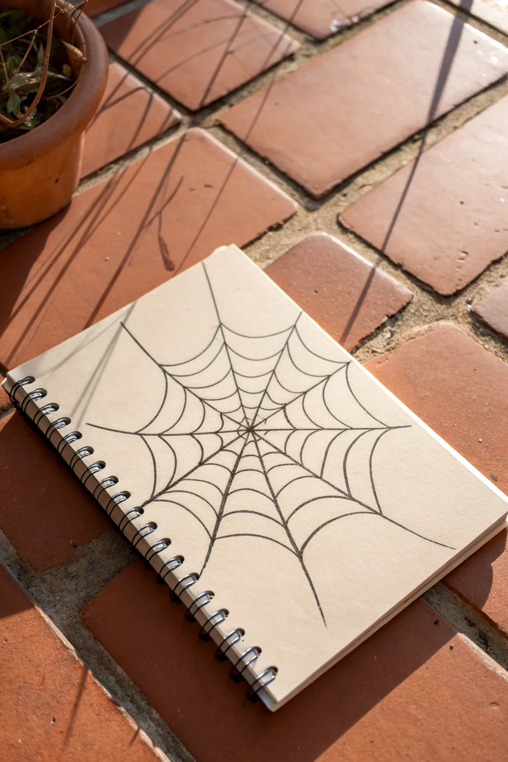 Easy spiderweb doodle with curvy rings: simple lines, bold contrast, perfectly cozy Halloween