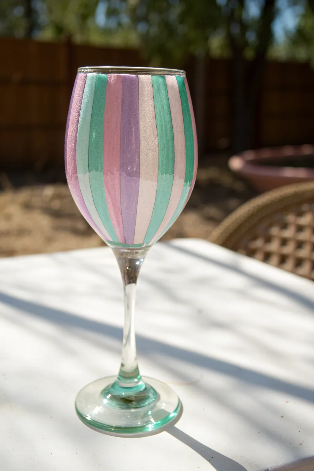 Sip in style! These hand-painted pastel stripes make for the chicest DIY wine glass makeover.