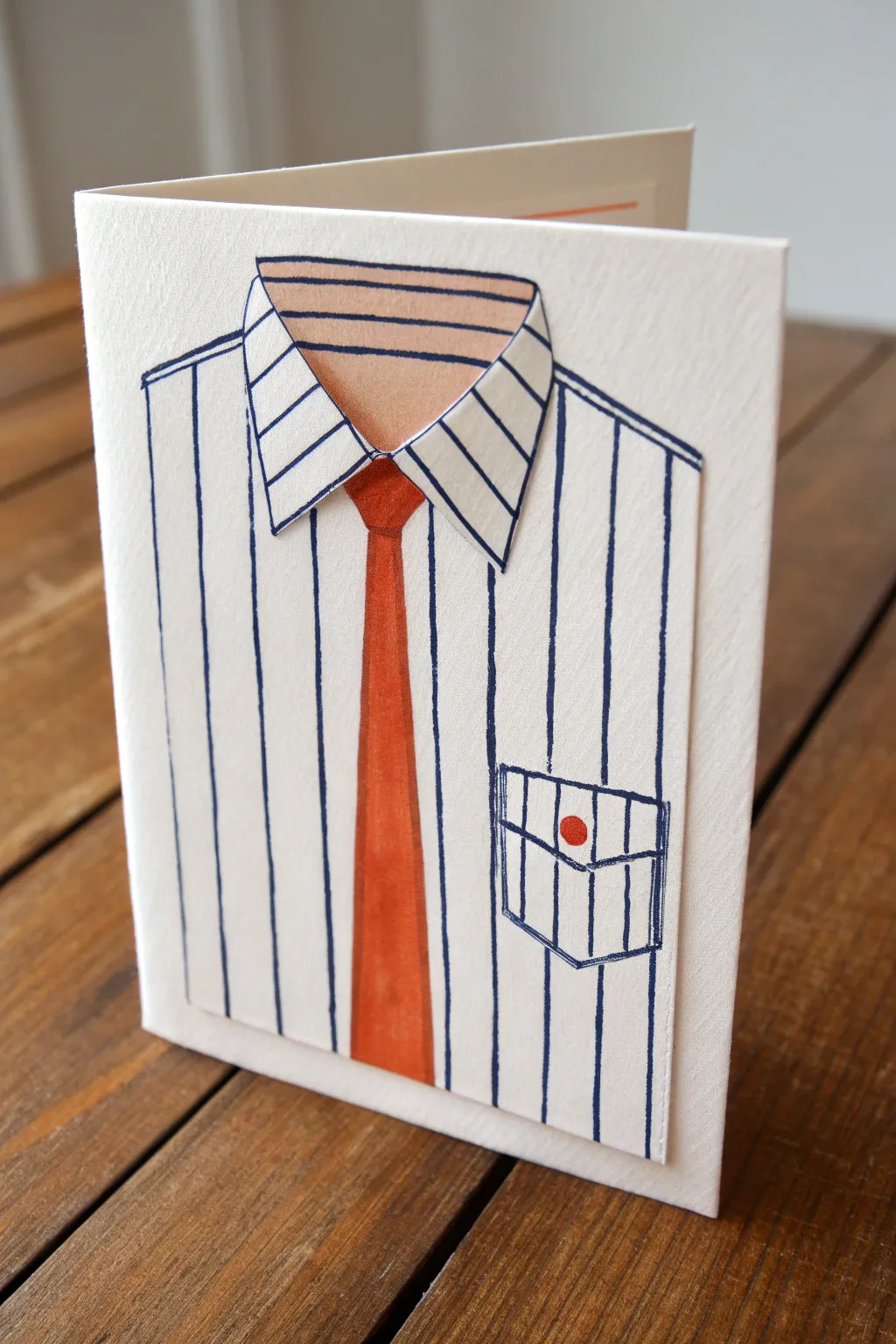 Painted shirt-and-tie birthday card idea for Dad with crisp stripes, bold color, and minimal style