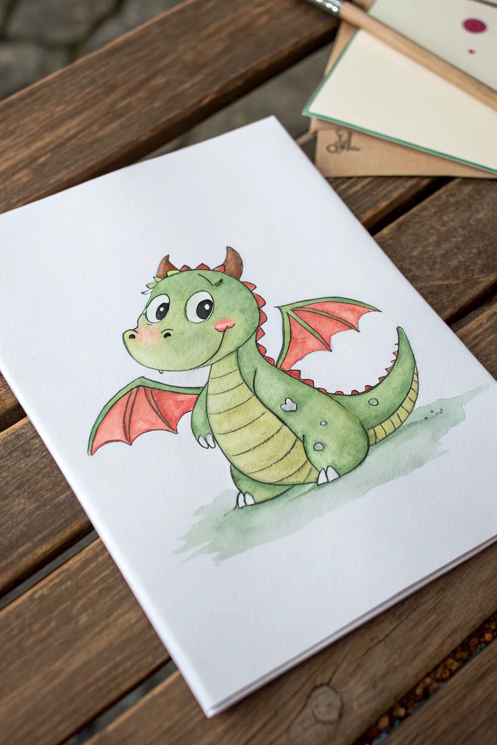 Cute chubby cartoon dragon in bold flat colors, an easy minimalist painting idea to try