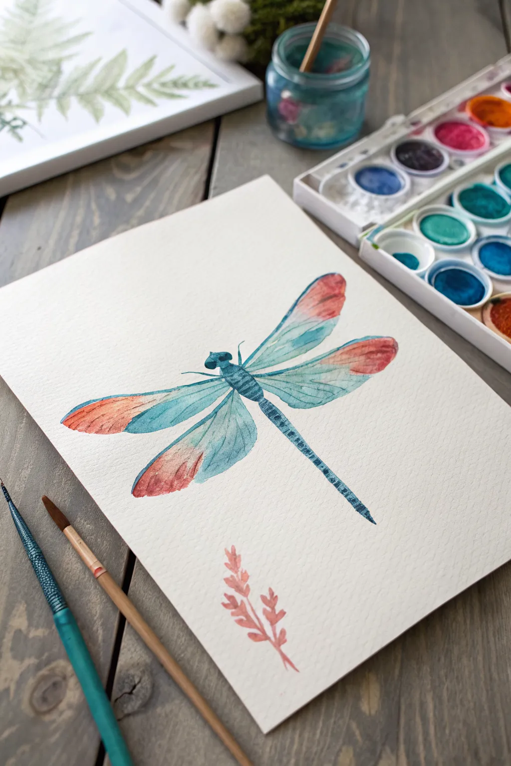 Loose dragonfly gesture painting in mid-flight with bold brushstrokes and airy motion trails