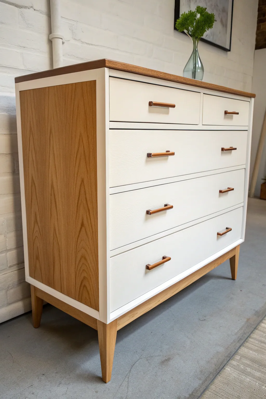 Dipped paint drawer base: a bold two tone update with a crisp wraparound line